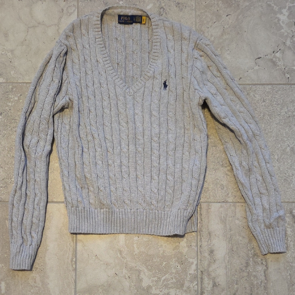 Polo by Ralph Lauren Light Gray V-Neck Sweater